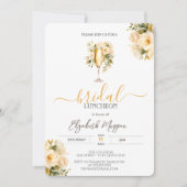 Champagne glas witte rozen bruids lunch kaart (Voorkant)