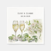 Champagne Glass and Florals Custom Wedding Servet (Voorkant)