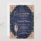 Champagne Glass Diamonds Flowers Quinceañera Kaart (Voorkant)