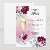 Champagne Glass Floral Vrijgezellenfeest Kaart (Voorkant / Achterkant)