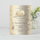 Champagne Glass Gold Confetti Lijst 40e verjaardag Kaart (Staand voorkant)