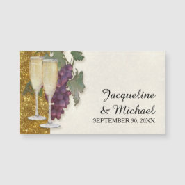 Champagne Glass Grapes Gold Glitter Save the Date