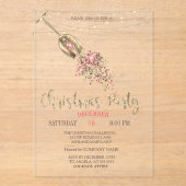 Champagne Glass, Liight Gold Kerstmis Company Acryl Uitnodigingen (Voorkant)