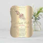 Champagne Glass, Liight Gold Kerstmis Company Kaart (Staand voorkant)