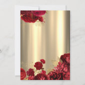 Champagne Glass Red Roses Gold Retirement Party Kaart (Achterkant)