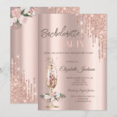 Champagne Glass Rozen Bachelorette Kaart (Voorkant / Achterkant)