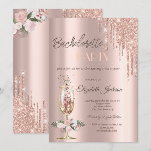 Champagne Glass Rozen Bachelorette Kaart
