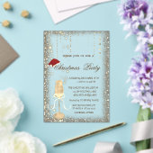 Champagne Glass Santa Hat Christmas Party Acryl Uitnodigingen (Insitu (Huwelijk))
