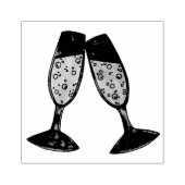 Champagne Glass Toast Bubbles Cheers Weddenschap Rubberstempel (Afrduk)