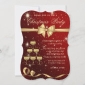 Champagne Glass Tree,Bow,Red,kerstfeest Kaart (Voorkant)