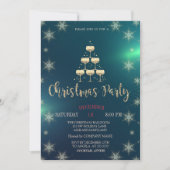 Champagne Glass Tree Groene Company Party Kaart (Voorkant)