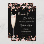Champagne Glass Wildflowers Uitnodiging (Voorkant / Achterkant)