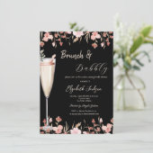 Champagne Glass Wildflowers Uitnodiging (Staand voorkant)