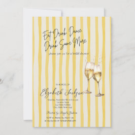 Champagne Glass Yellow Stripes Bridal Shower Kaart