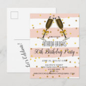Champagne Glasse Gold Confetti 50th Birthday Party Aankondigingskaart (Voorkant / Achterkant)