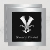 Champagne Glasses 25th Wedding Jubileum Kaart (Voorkant / Achterkant)