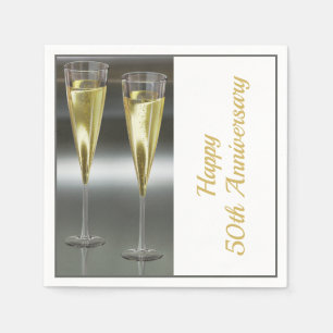 Champagne Glasses 50th Wedding Jubileum Party Servet