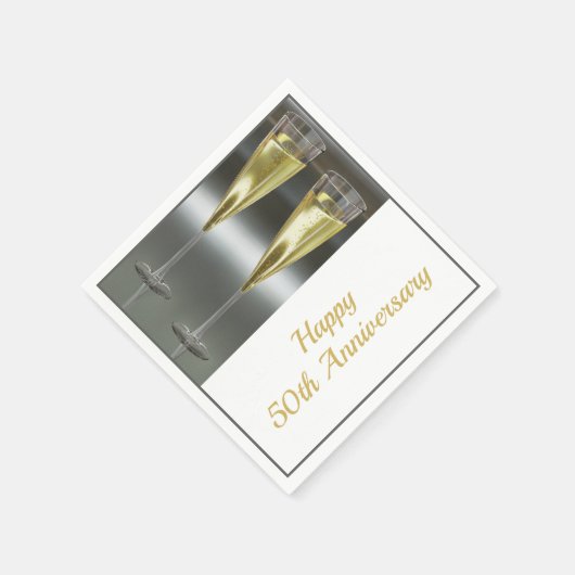 Champagne Glasses 50th Wedding Jubileum Party Servet (Hoek)