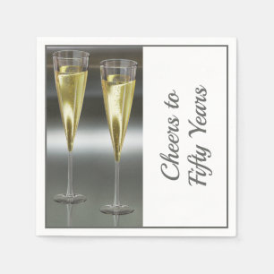 Champagne Glasses 50th Wedding Jubileum Party Servet