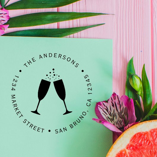 Champagne Glasses | Aangepast retouradres Rubberstempel