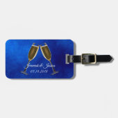Champagne Glasses and Blue Background Bagagelabel (Voorkant horizontaal)
