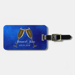 Champagne Glasses and Blue Background Bagagelabel