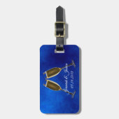 Champagne Glasses and Blue Background Bagagelabel (Voorkant verticaal)