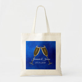 Champagne Glasses and Blue Background Tote Bag
