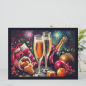 Champagne Glasses and Bucket Holiday Party Kaart (Staand voorkant)