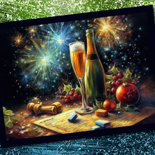 Champagne Glasses and Bucket Holiday Party Kaart