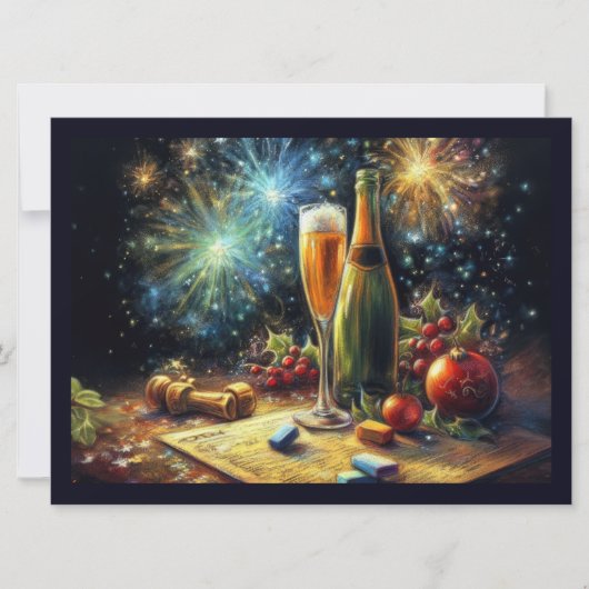 Champagne Glasses and Bucket Holiday Party Kaart (Voorkant)