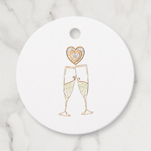 Champagne Glasses and Hearts Bedankjes Labels (Voorkant)