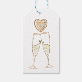 Champagne Glasses and Hearts Cadeaulabel
