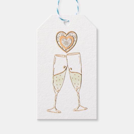 Champagne Glasses and Hearts Cadeaulabel (Voorkant)