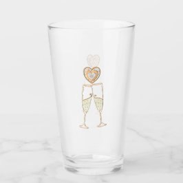 Champagne Glasses and Hearts Glas