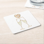 Champagne Glasses and Hearts Kartonnen Onderzetters (Schuin)