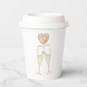 Champagne Glasses and Hearts Papieren Bekers (Achterkant)