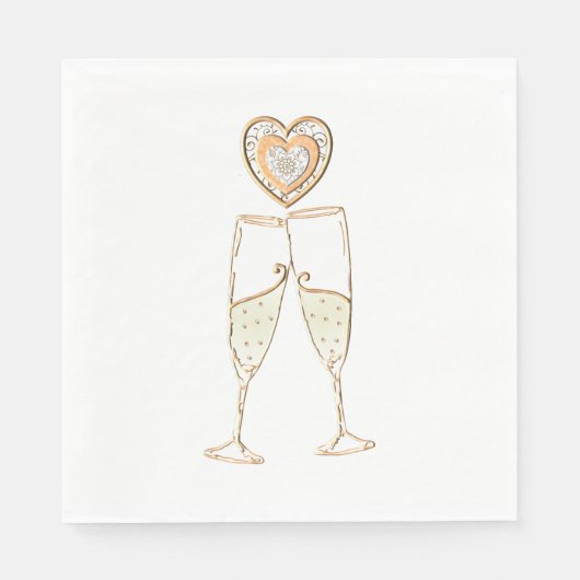 Champagne Glasses and Hearts Servet (Voorkant)