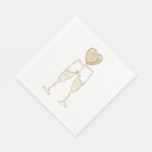 Champagne Glasses and Hearts Servet (Hoek)