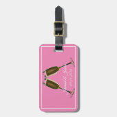 Champagne Glasses and Pink Background Bagagelabel (Voorkant verticaal)