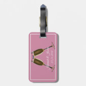 Champagne Glasses and Pink Background Bagagelabel (Achterkant verticaal)