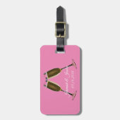 Champagne Glasses and Pink Background  Bagagelabel (Voorkant verticaal)