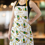 Champagne Glasses Birthday Party Custom Text Schort<br><div class="desc">Fun apron met een patroon van champagneflessen en -brillen en twee regels aangepaste tekst. Voeg de naam, het restaurant of de bar van een verjaardagspersoon toe of schrap de tekst en de rechthoek en heb enkel het patroon. Ideaal voor verjaardagsfeestjes, bacheloretfeestjes, bartenders en café-eigenaars, cadeautjes voor host/gastvrouw, verlovingsfeestjes, feestelijkheden van...</div>