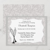 Champagne Glasses Bridal Shower Invitation Kaart (Voorkant / Achterkant)