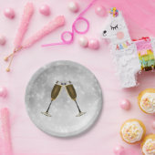 Champagne Glasses Celebration Gold on Silver Papieren Bordje (Feest)