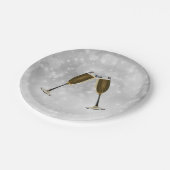 Champagne Glasses Celebration Gold on Silver Papieren Bordje (Gekanteld)