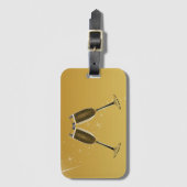 Champagne Glasses Celebration on Gold Bagagelabel (Voorkant (verticaal))