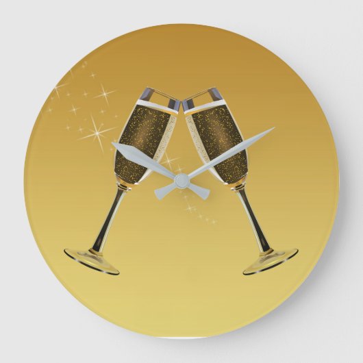 Champagne Glasses Celebration on Gold Grote Klok (Voorkant)