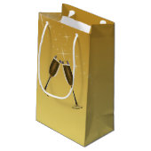Champagne Glasses Celebration on Gold Klein Cadeauzakje (Achterkant Gekanteld)