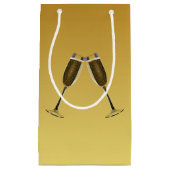 Champagne Glasses Celebration on Gold Klein Cadeauzakje (Voorkant)